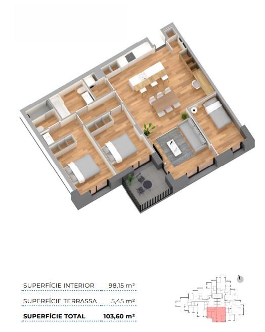 Piso en venta en Encamp, 3 habitaciones, 103 metros